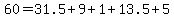 60=31.5%2B9%2B1%2B13.5%2B5