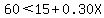 60+%3C+15+%2B+0.30X