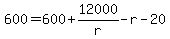 600 = 600 + 12000/r - r - 20