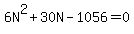 6N^2+30N-1056=0
