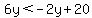 6y%3C-2y%2B20