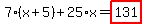 7%2A%28x%2B5%29%2B25%2Ax=highlight_red%28+131+%29