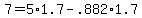 7+=+5%2A1.7+-+.882%2A1.7