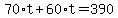 70%2At+%2B+60%2At+=+390