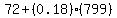 72+(0.18)(799)