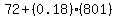 72+(0.18)(801)