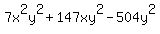 7x%5E2y%5E2+%2B+147xy%5E2+-+504y%5E2