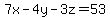 7x+-++4y+-+3z+=++53