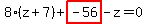 8%2A%28z%2B7%29%2Bhighlight_red%28+-56+%29-z=0