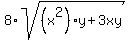 8%2Asqrt%28%28x%5E2%29%2Ay%2B3xy%29