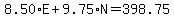 8.50*E+9.75*N=398.75
