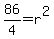 86%2F4=r%5E2