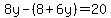 8y-%288%2B6y%29+=+20