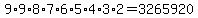 9*9*8*7*6*5*4*3*2 = 3265920