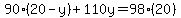 90(20-y)+110y=98(20)