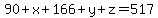 90+x+166+y+z=517
