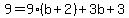 9=9%28b%2B2%29%2B3b%2B3