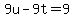 9u+-+9t+=+9