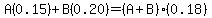 A(0.15)+B(0.20)=(A+B)(0.18)