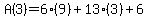 A%283%29=6%289%29%2B13%283%29%2B6