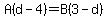 A%28d-4%29=B%283-d%29