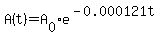 A%28t%29=A%5B0%5De%5E%28-0.000121t%29
