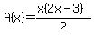 A%28x%29+=+%28x+%282x+-+3%29%29%2F2