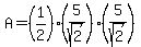 A=(1/2)(5/sqrt(2))(5/sqrt(2))