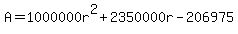 A=1000000r^2+2350000r-206975
