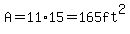 A=11*15=165ft^2