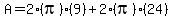 A=2%28pi%29%289%29%2B2%28pi%29%2824%29