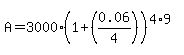 A = 3000(1+(0.06/4))^(4*9)