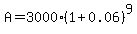 A = 3000(1+0.06)^9