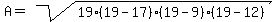 A+=+sqrt%2819%2819-17%29%2819-9%29%2819-12%29%29