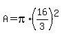 A+=+pi+%2A+%2816%2F3%29%5E2