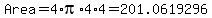 Area=4%2Api%2A4%2A4=201.0619296