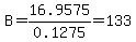 B+=+16.9575%2F0.1275+=+133