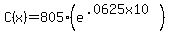 C(x) = 805(e^(.0625x10))