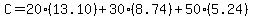 C=20%2813.10%29%2B30%2A%288.74%29%2B50%2A%285.24%29