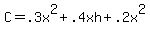 C+=+.3x%5E2+%2B+.4xh+%2B+.2x%5E2