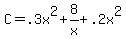 C+=+.3x%5E2+%2B+8%2Fx+%2B+.2x%5E2