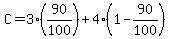 C+=+3%2A%2890%2F100%29+%2B+4%2A%281+-+90%2F100%29