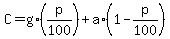 C+=+g%2A%28p%2F100%29+%2B+a%2A%281+-+p%2F100%29