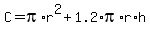 C=pi%2Ar%5E2%2B1.2%2Api%2Ar%2Ah