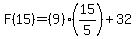F%2815%29=%289%29%2815%2F5%29+%2B+32