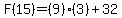 F%2815%29=%289%29%283%29%2B32