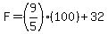 F+=+%289%2F5%29%28100%29+%2B+32