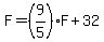 F+=+%289%2F5%29F+%2B+32