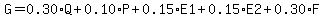 G=0.30*Q + 0.10*P + 0.15*E1 + 0.15*E2+ 0.30*F