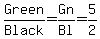 Green/Black=Gn/Bl=5/2